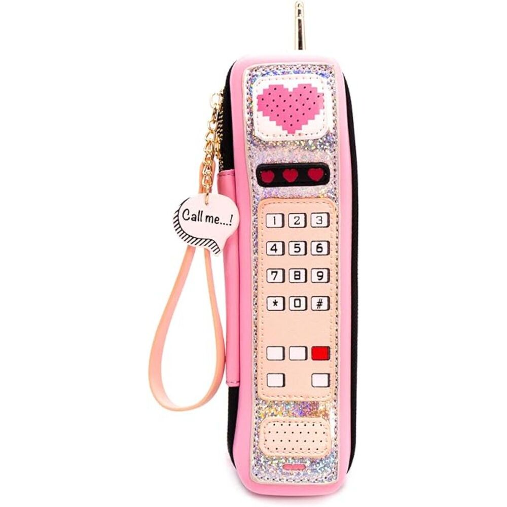 Y2K Style Retro Phone Wristlet Bag Pink Novelty Purse Wristlet Kawaii Kitschy